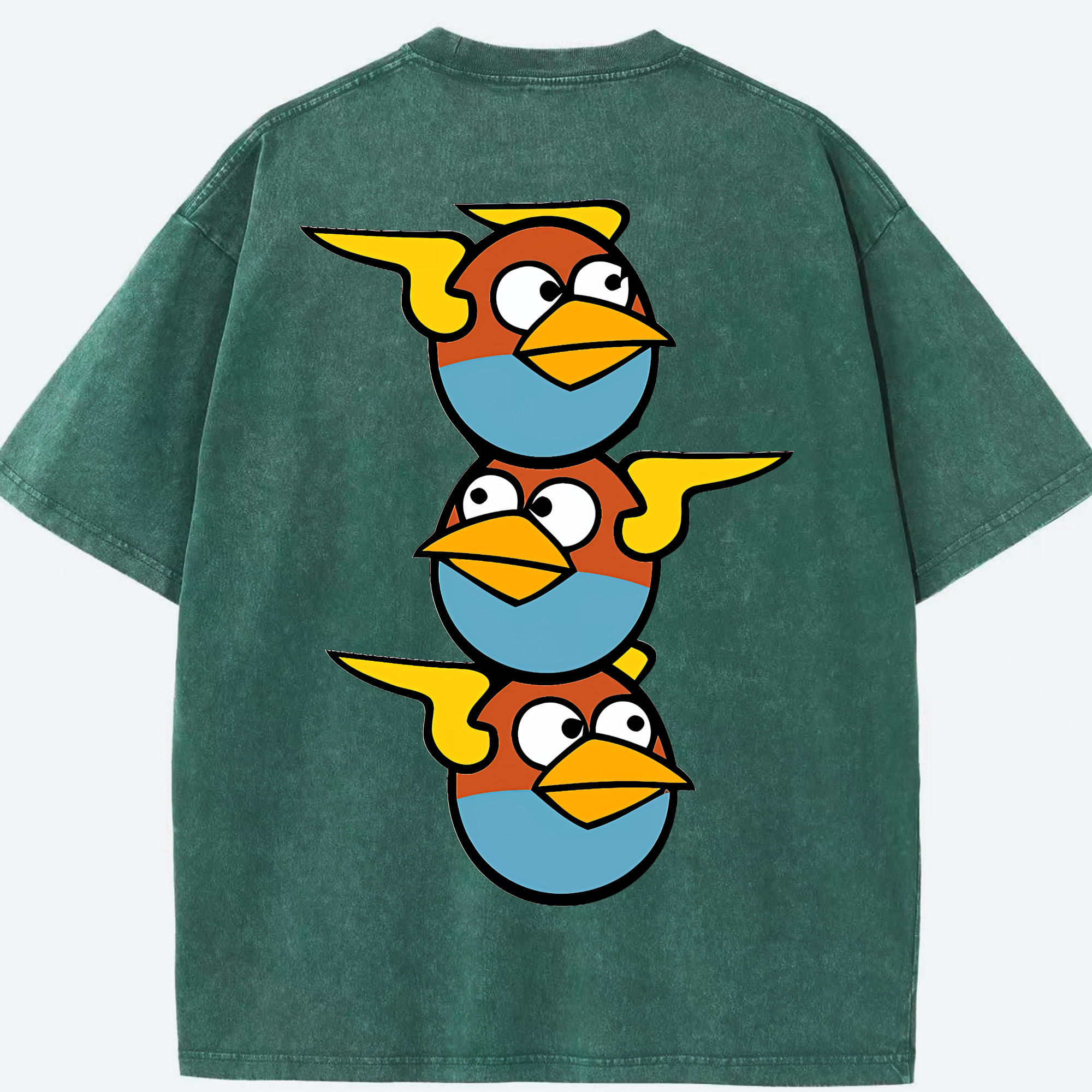 （画像用） Angry Birds アングリーバード 綿100% ヴィンテージ風 半袖Tシャツ（背面プリント）